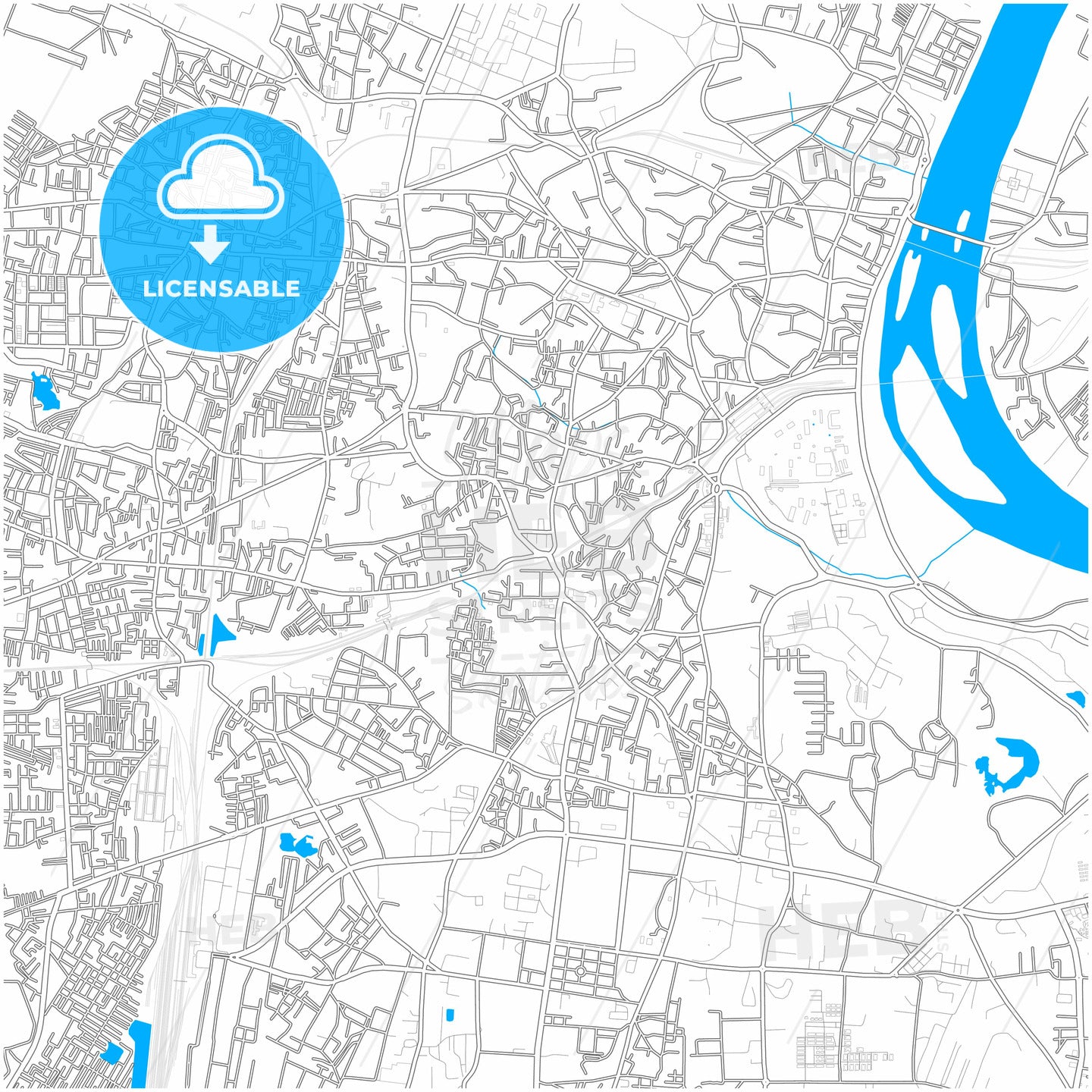 Agra, Uttar Pradesh, India, city map with high quality roads.