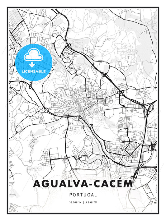 Agualva-Cacém, Portugal, Modern Print Template in Various Formats - HEBSTREITS Sketches