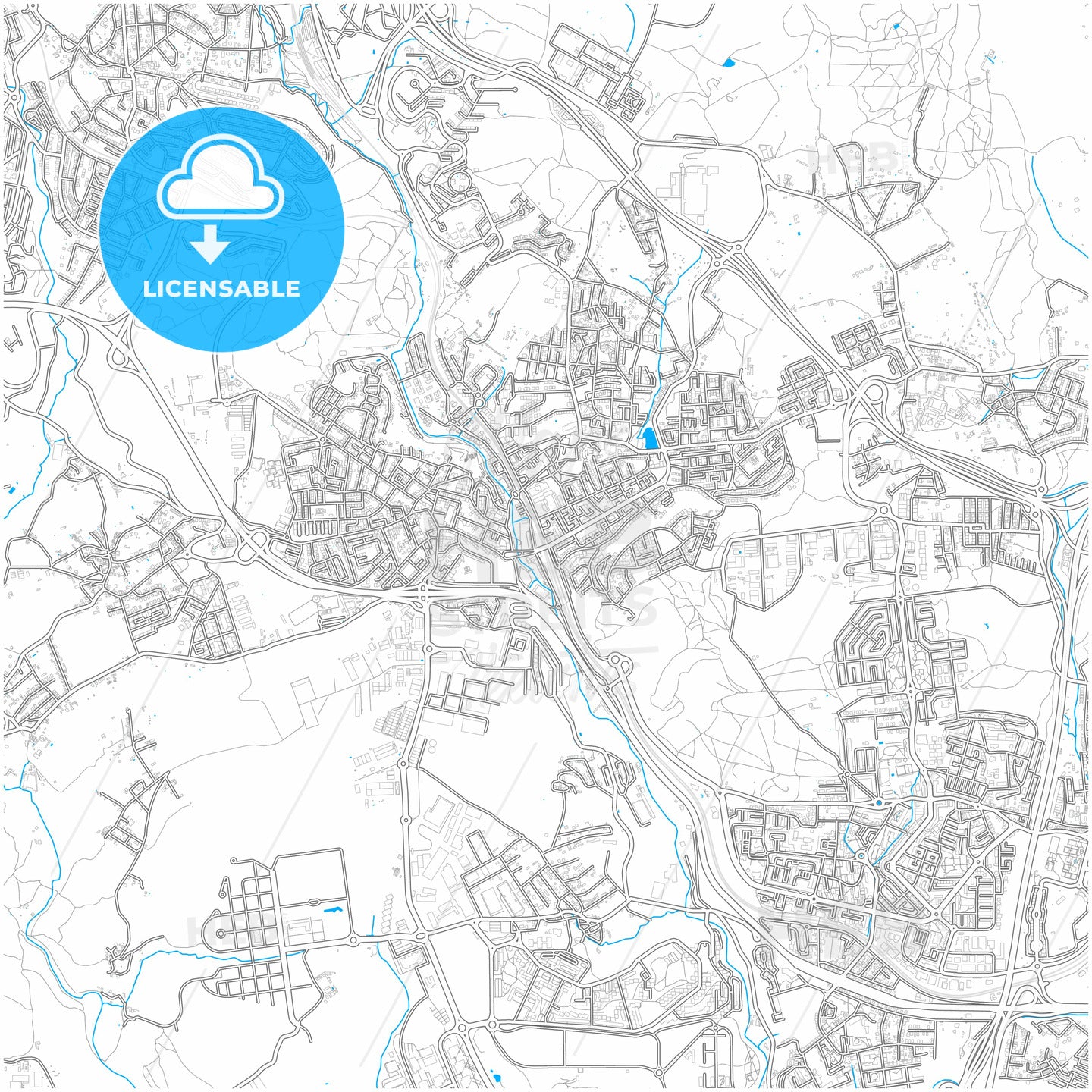 Agualva-Cacém, Lisbon, Portugal, city map with high quality roads.