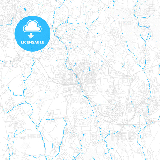 Agualva-Cacém, Portugal PDF vector map with water in focus