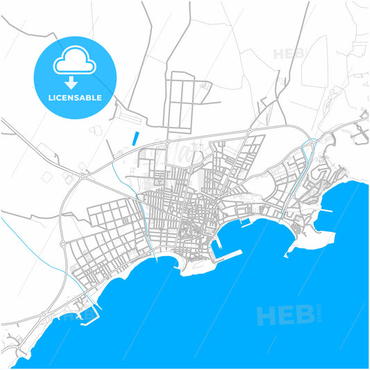 Águilas, Murcia, Spain, city map with high quality roads.