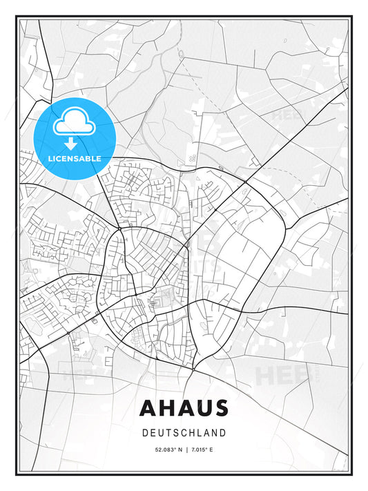 Ahaus, Germany, Modern Print Template in Various Formats - HEBSTREITS Sketches