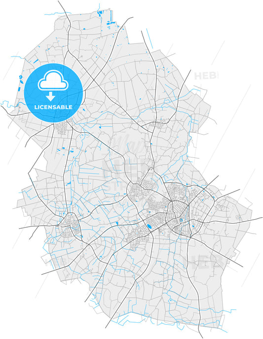 Ahaus, North Rhine-Westphalia, Germany, high quality vector map