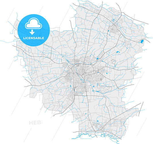 Ahlen, North Rhine-Westphalia, Germany, high quality vector map