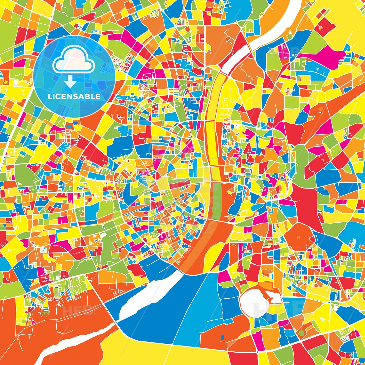Ahmedabad, India, colorful vector map