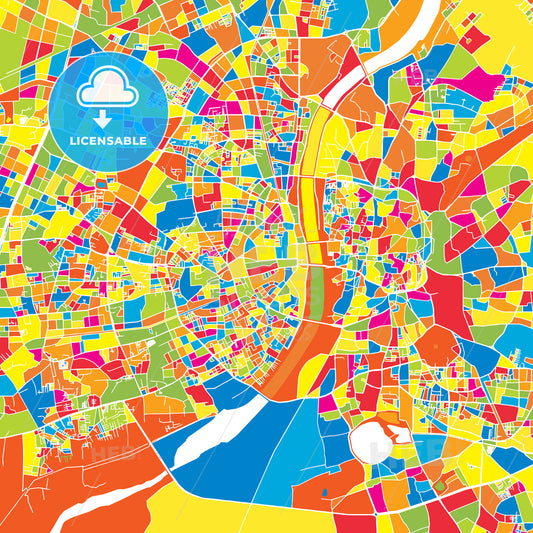Ahmedabad, India, colorful vector map