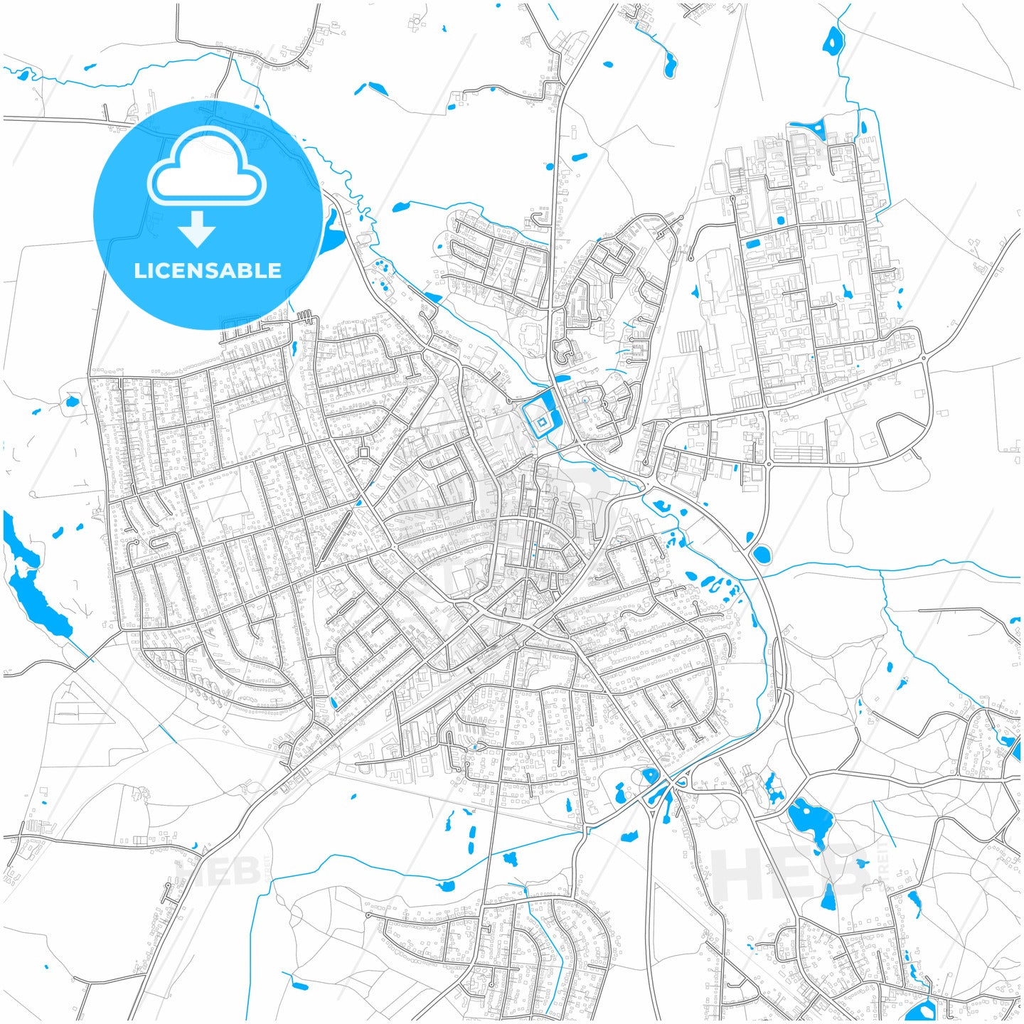 Ahrensburg, Schleswig-Holstein, Germany, city map with high quality roads.