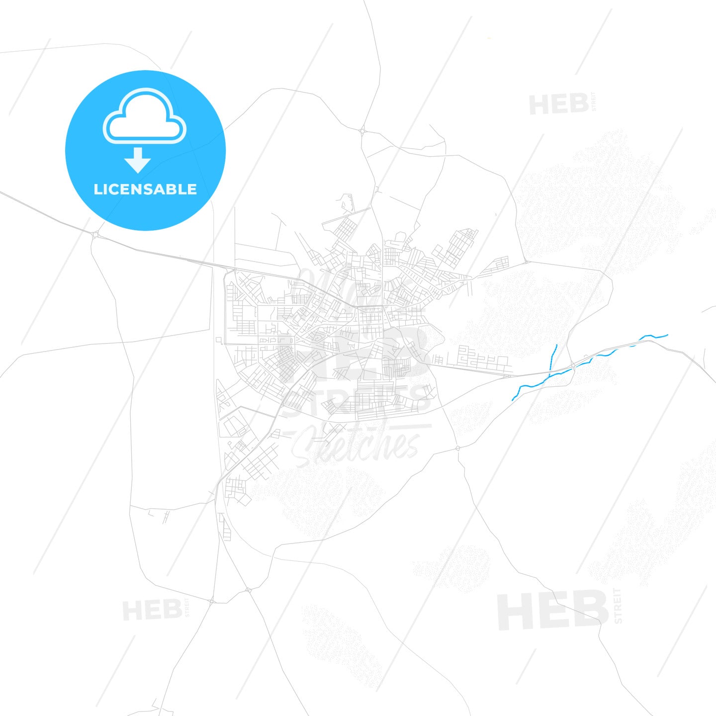 Ain Beida, Algeria PDF vector map with water in focus