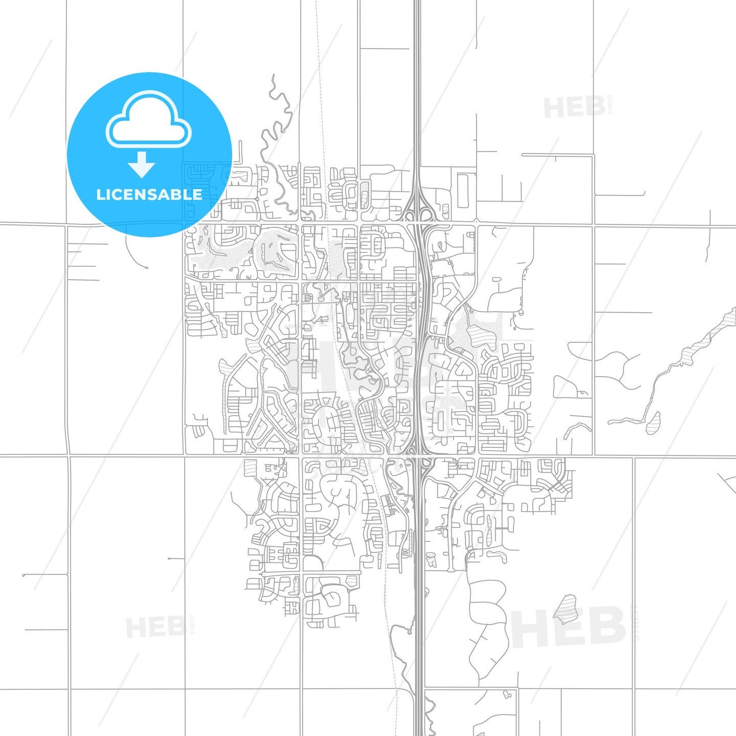 Airdrie, Alberta, Canada, bright outlined vector map