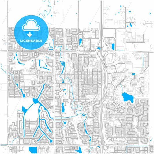 Airdrie, Alberta, Canada, city map with high quality roads.