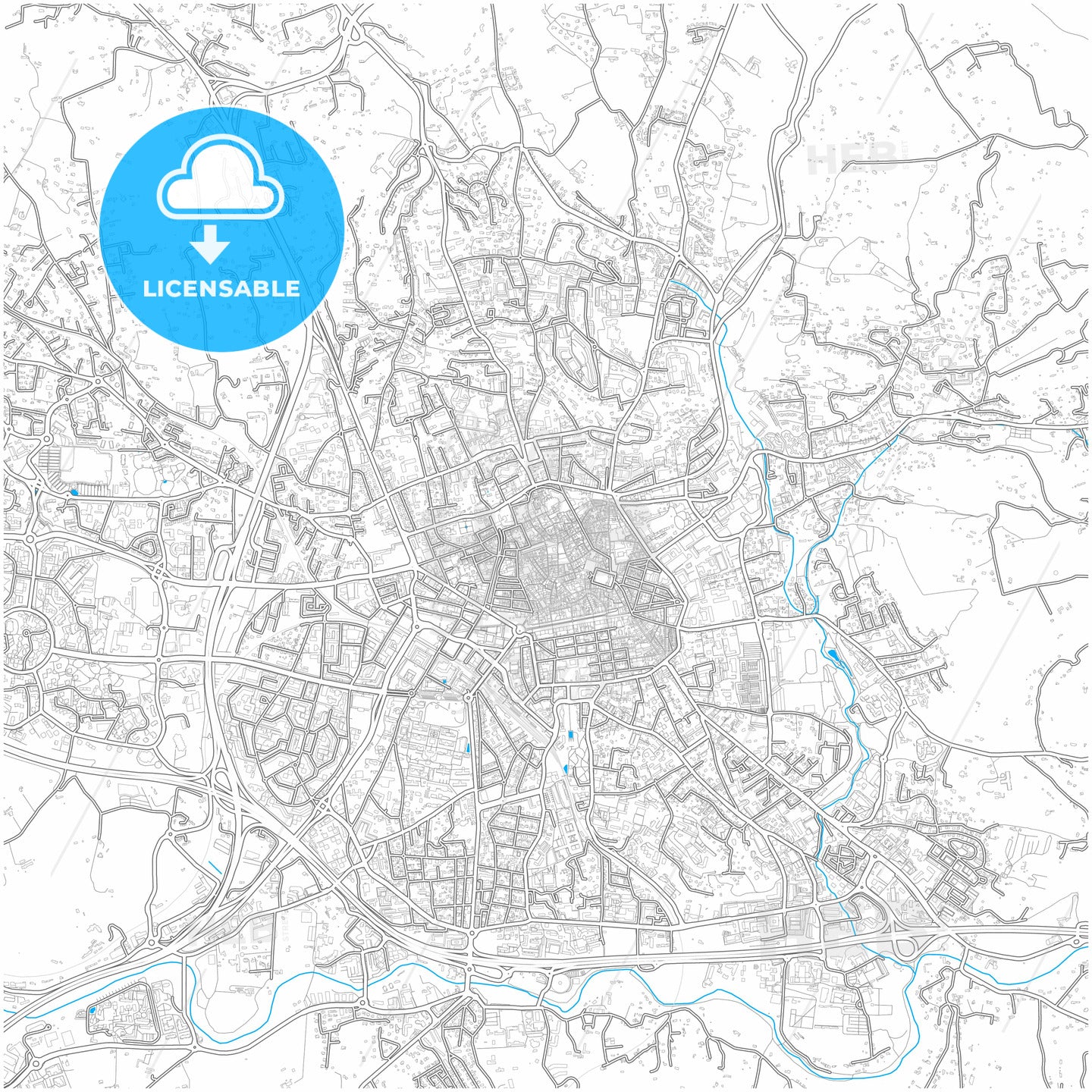 Aix-en-Provence, Bouches-du-Rhône, France, city map with high quality roads.