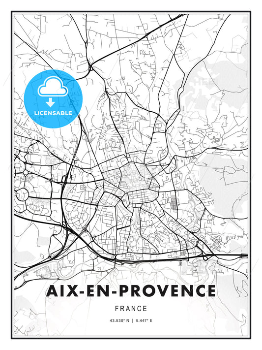 Aix-en-Provence, France, Modern Print Template in Various Formats - HEBSTREITS Sketches