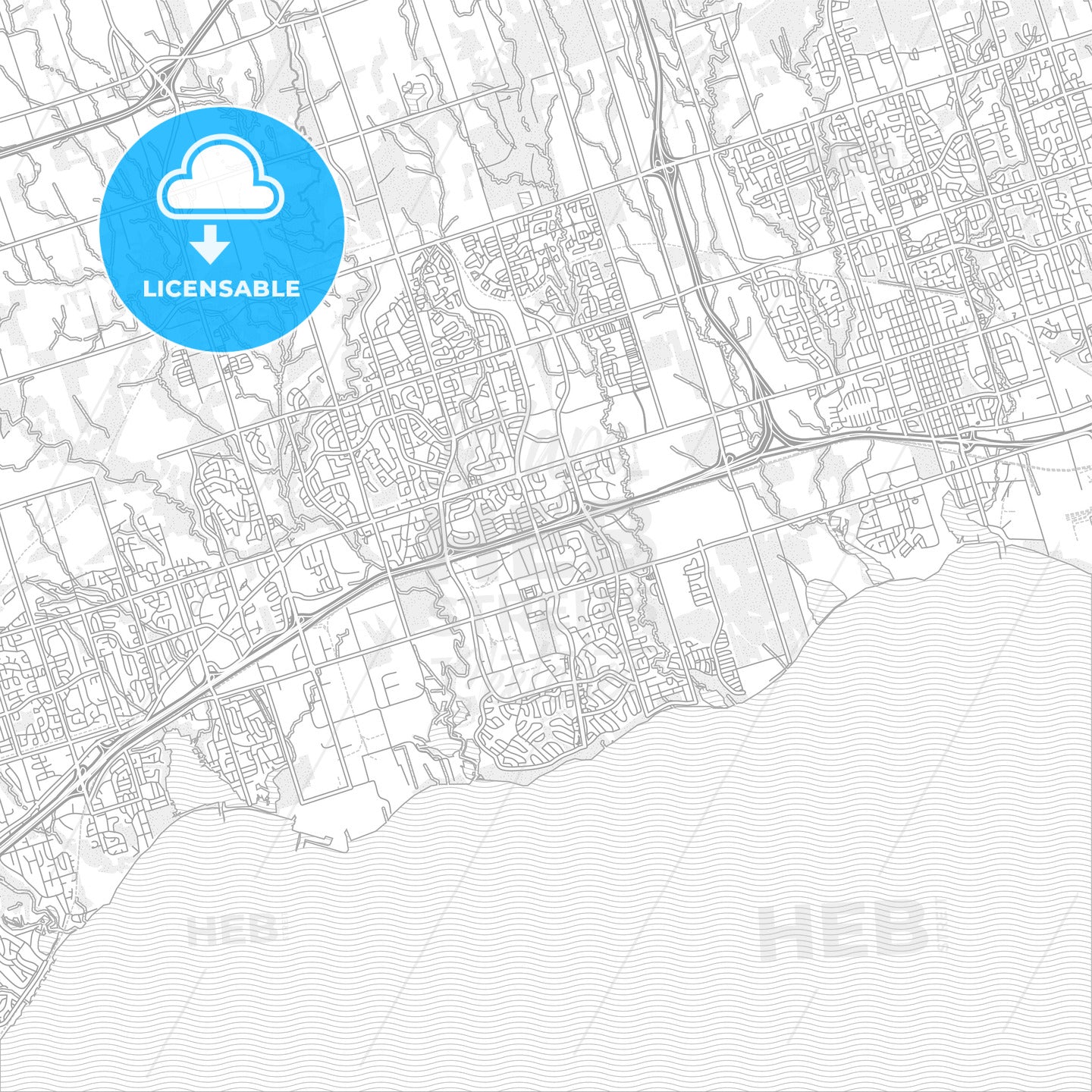 Ajax, Ontario, Canada, bright outlined vector map