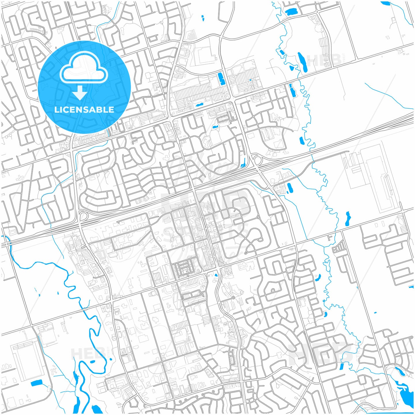 Ajax, Ontario, Canada, city map with high quality roads.