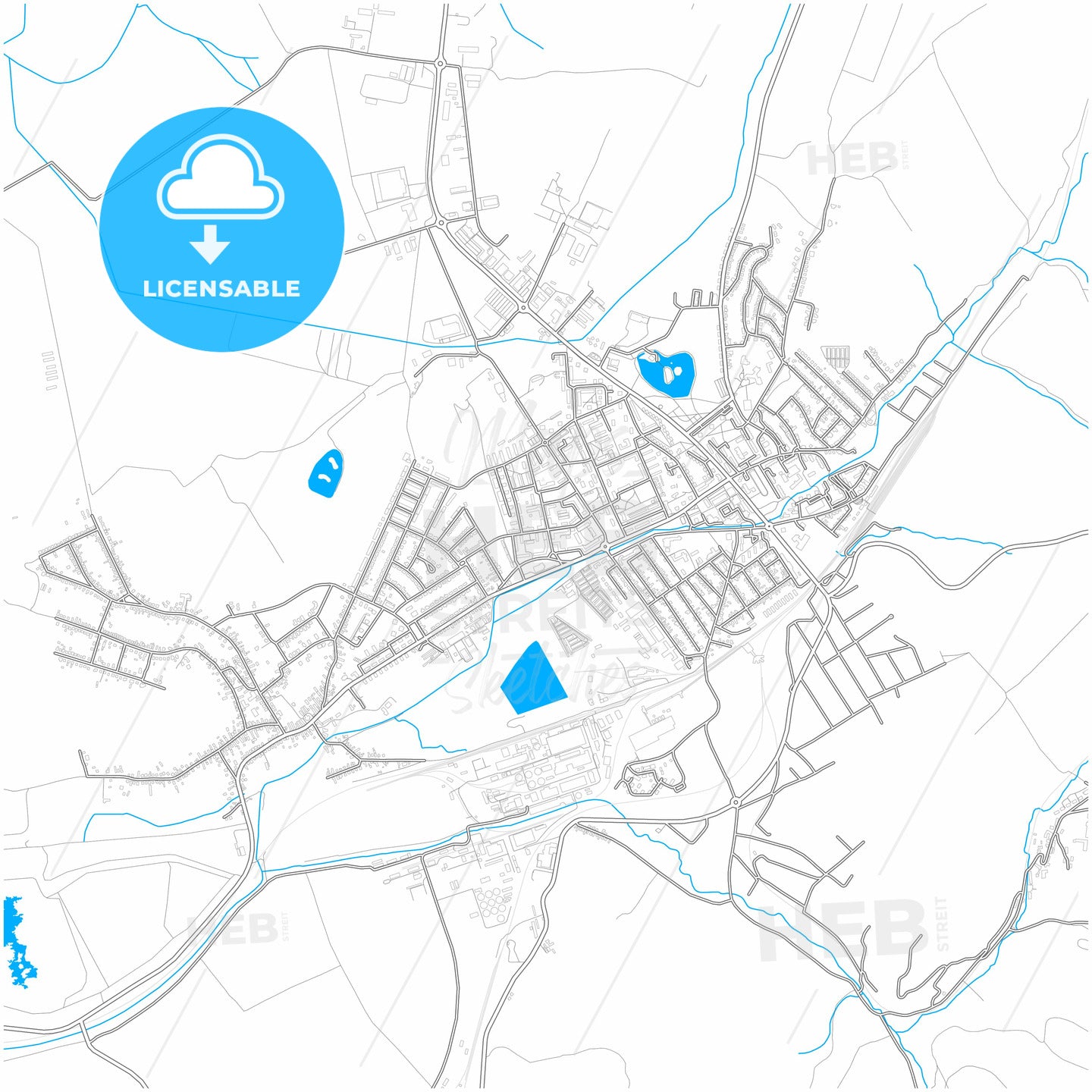 Ajka, Veszprém, Hungary, city map with high quality roads.