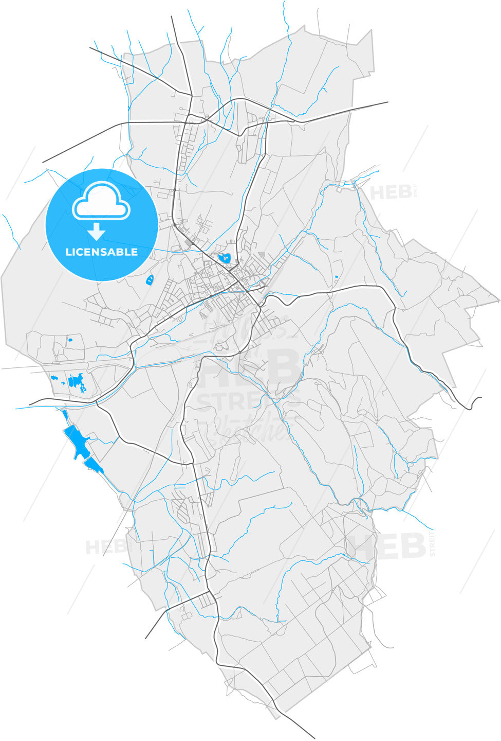 Ajka, Veszprém, Hungary, high quality vector map