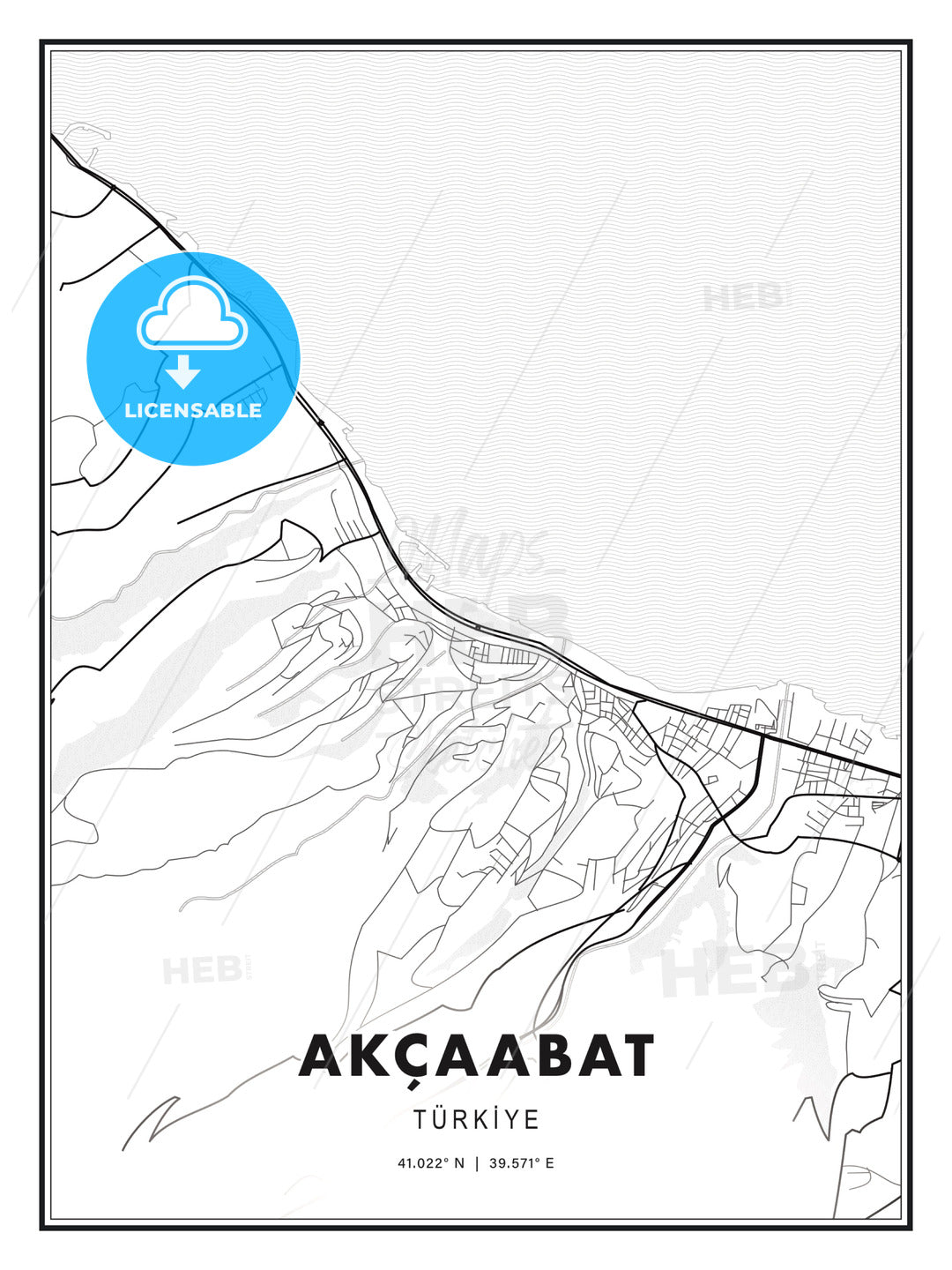 Akçaabat, Turkey, Modern Print Template in Various Formats - HEBSTREITS Sketches