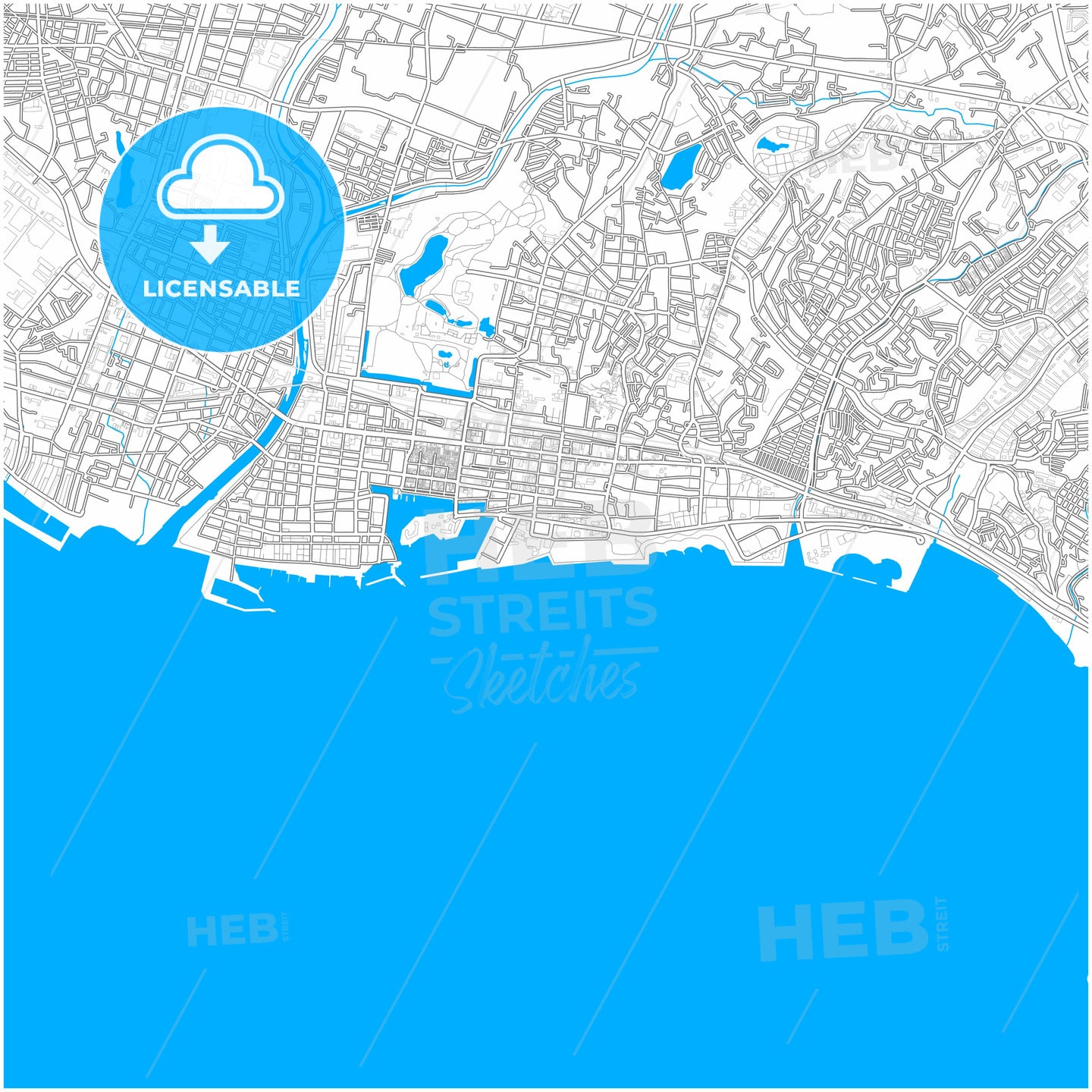 Akashi, Hyōgo, Japan, city map with high quality roads.