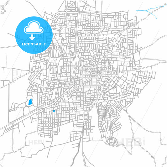 Akhisar, Manisa, Turkey, city map with high quality roads.