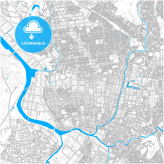 Akita, Akita, Japan, city map with high quality roads.