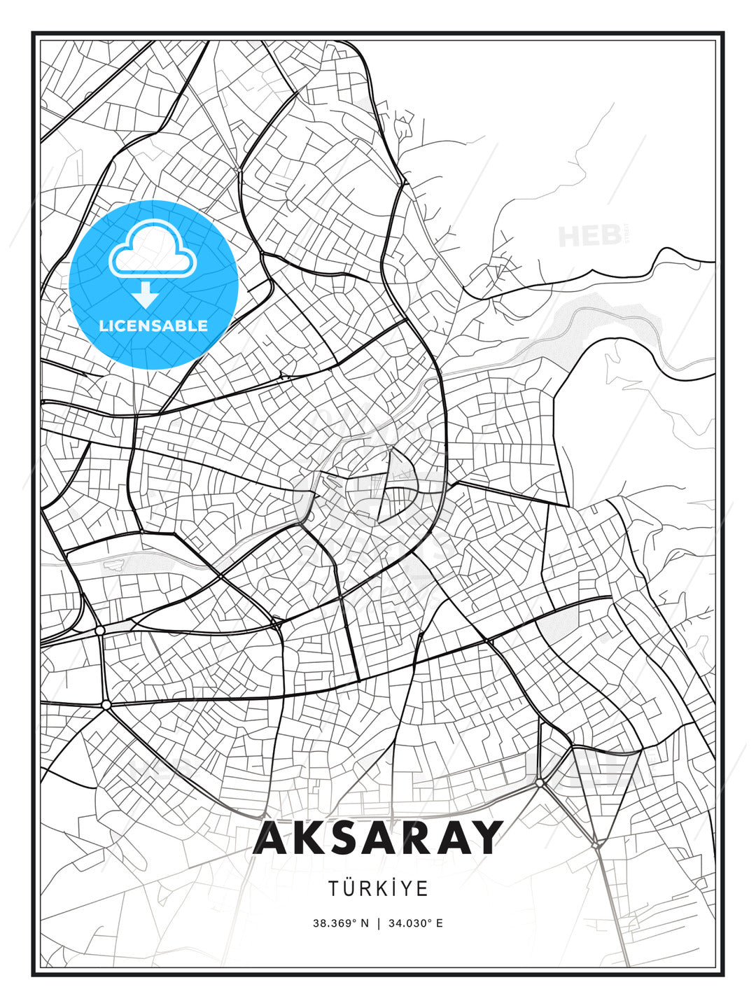 Aksaray, Turkey, Modern Print Template in Various Formats - HEBSTREITS Sketches