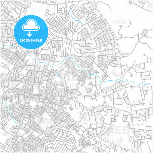 Akure, Nigeria, city map with high quality roads.