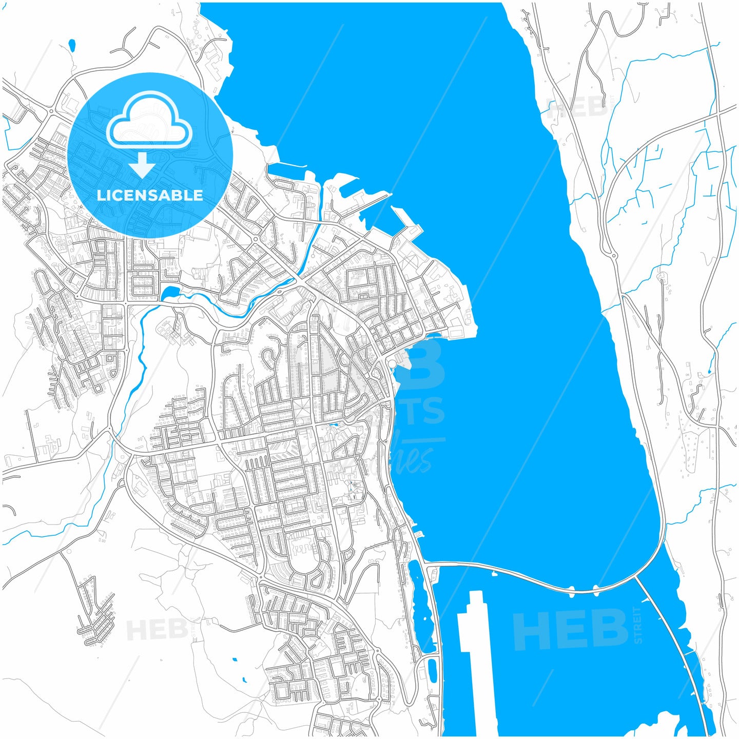 Akureyri, Akureyri, Iceland, city map with high quality roads.