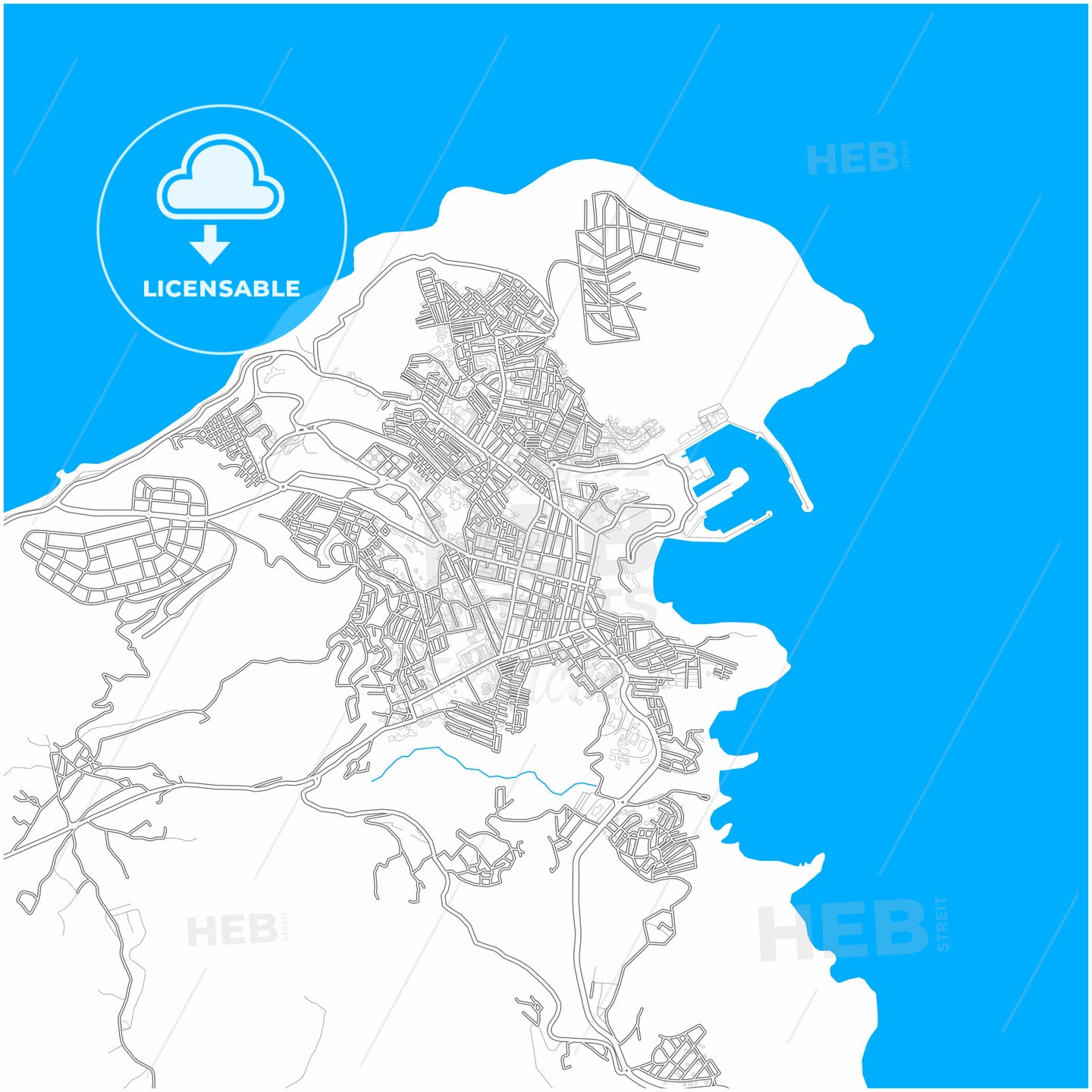 Al Hoceima, Morocco, city map with high quality roads.