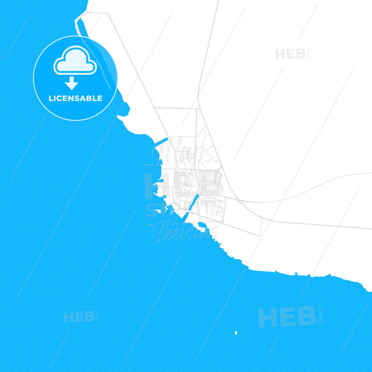 Al Qunfudhah, Saudi Arabia PDF vector map with water in focus