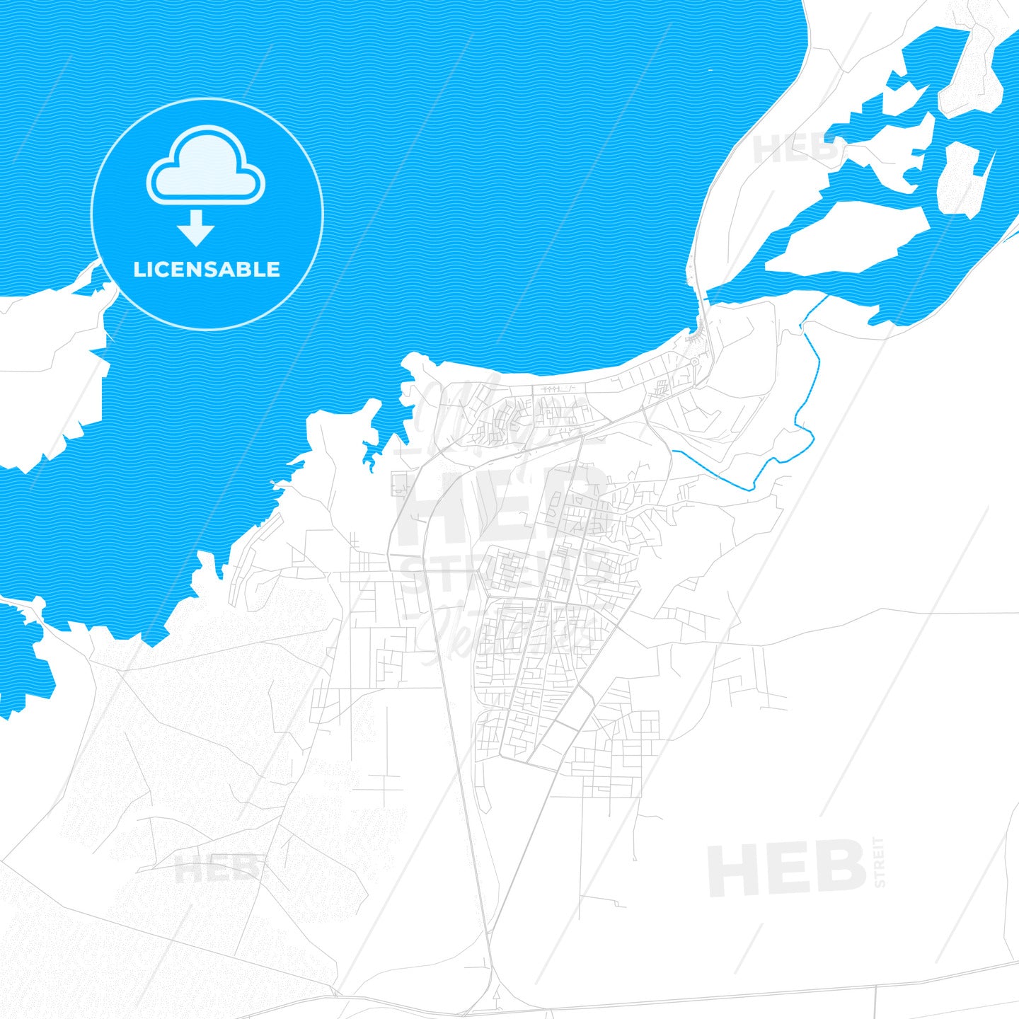 Al-Thawrah, Syria PDF vector map with water in focus