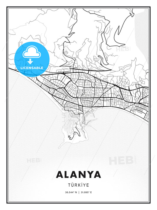 Alanya, Turkey, Modern Print Template in Various Formats - HEBSTREITS Sketches