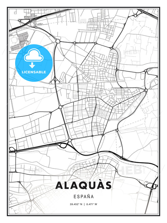 Alaquàs, Spain, Modern Print Template in Various Formats - HEBSTREITS Sketches