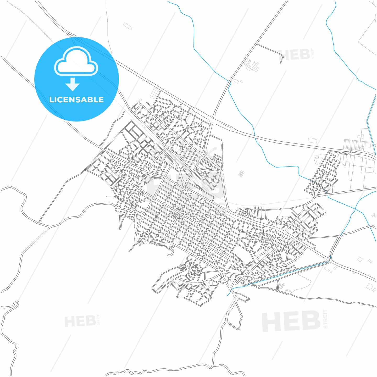 Alaşehir, Manisa, Turkey, city map with high quality roads.