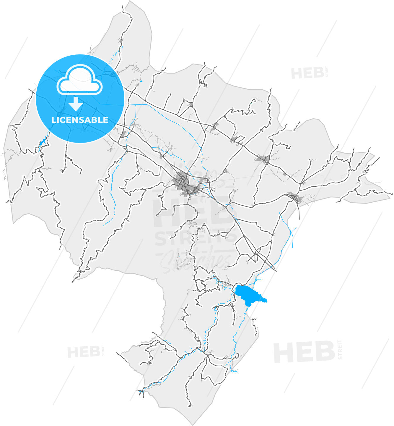 Alaşehir, Manisa, Turkey, high quality vector map