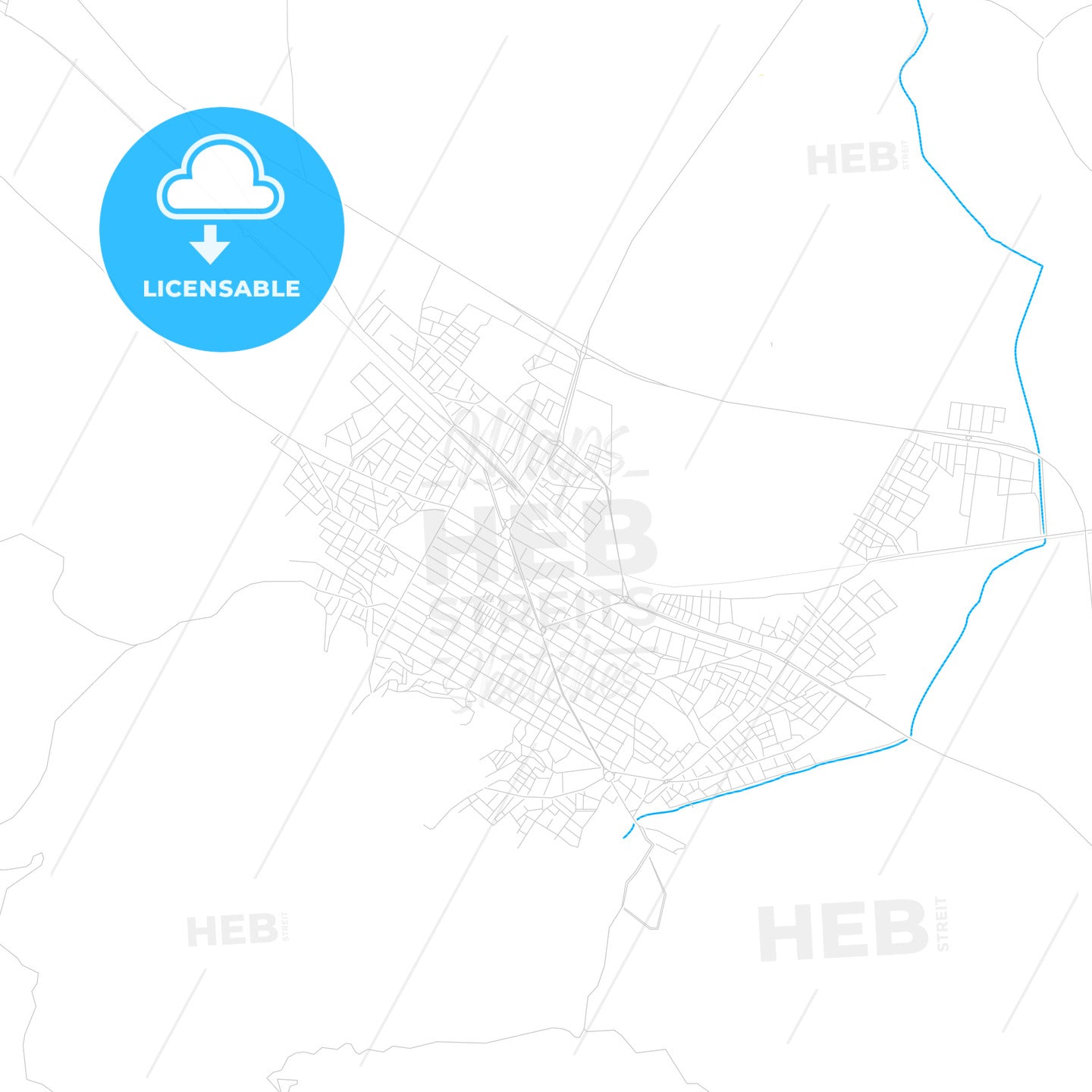 Alaşehir, Turkey PDF vector map with water in focus