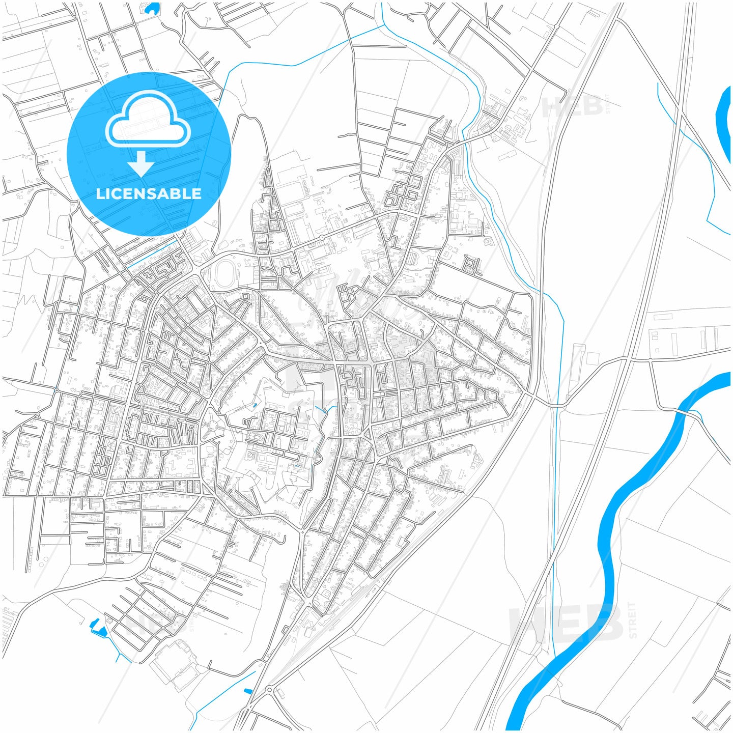 Alba Iulia, Alba, Romania, city map with high quality roads.