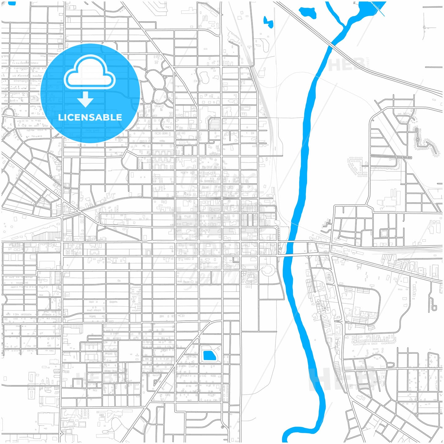 Albany, Georgia, United States, city map with high quality roads.