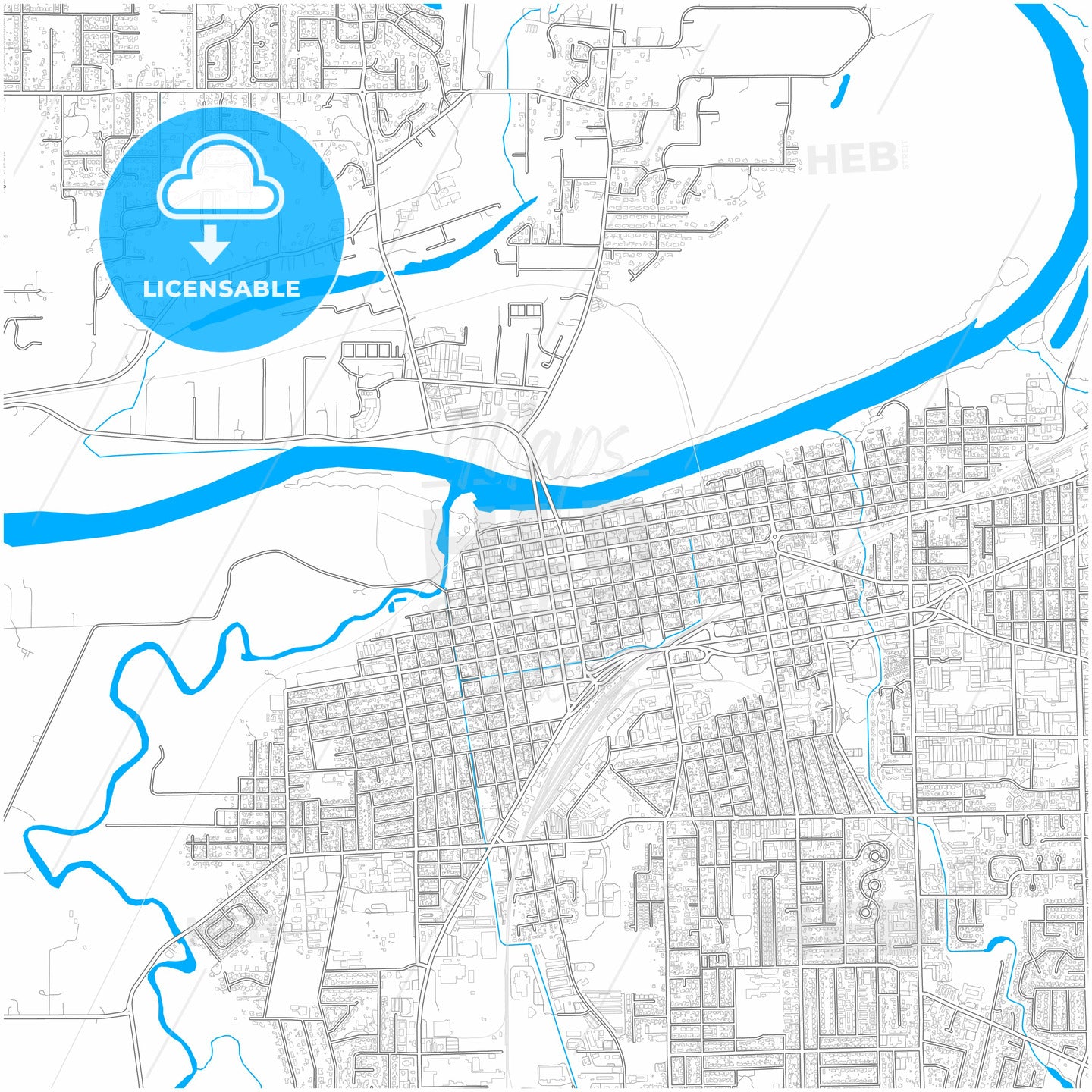 Albany, Oregon, United States, city map with high quality roads.