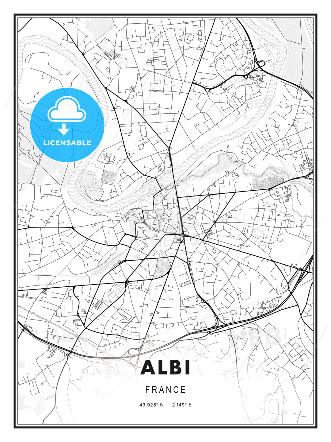 Albi, France, Modern Print Template in Various Formats - HEBSTREITS Sketches