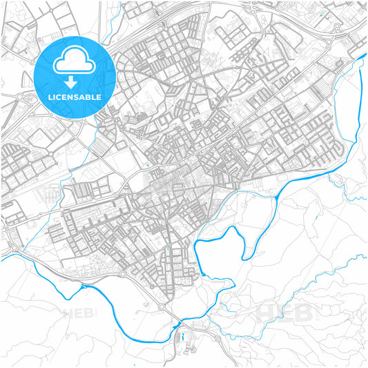 Alcalá de Henares, Madrid, Spain, city map with high quality roads.