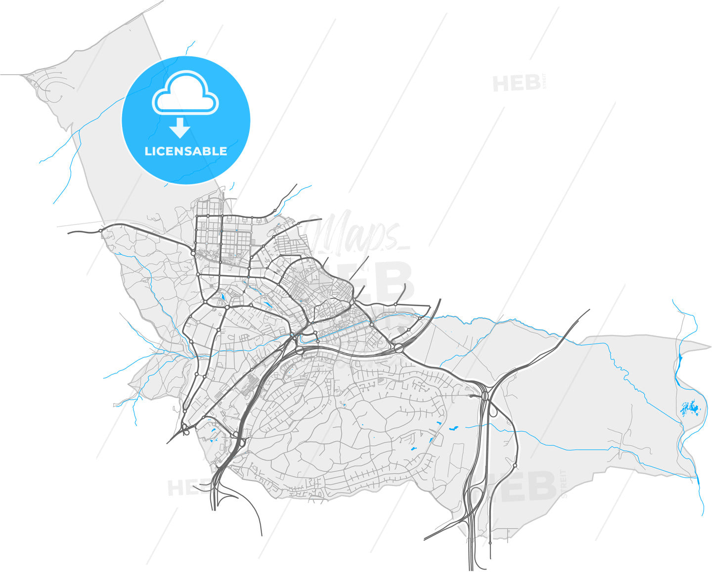 Alcobendas, Madrid, Spain, high quality vector map