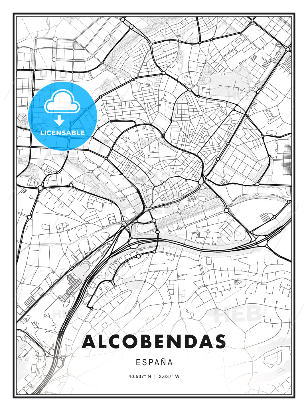 Alcobendas, Spain, Modern Print Template in Various Formats - HEBSTREITS Sketches