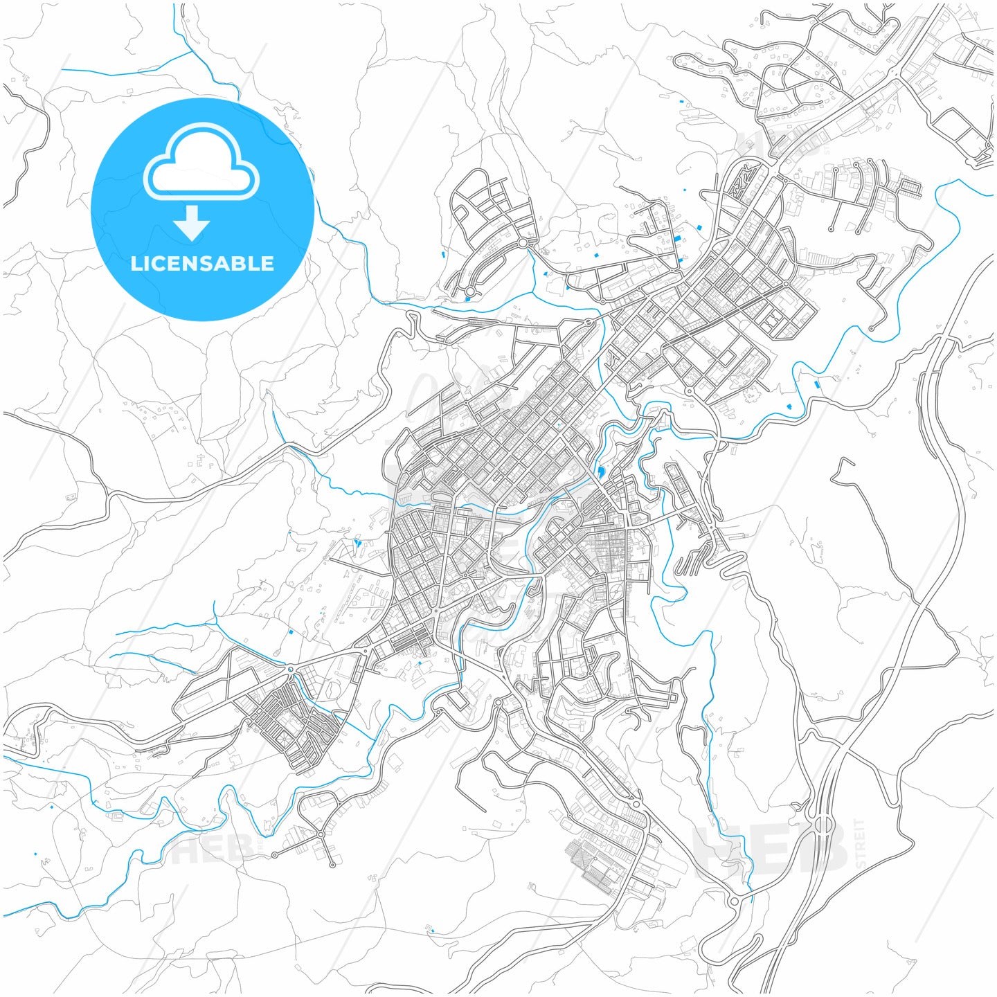 Alcoy, Alicante, Spain, city map with high quality roads.