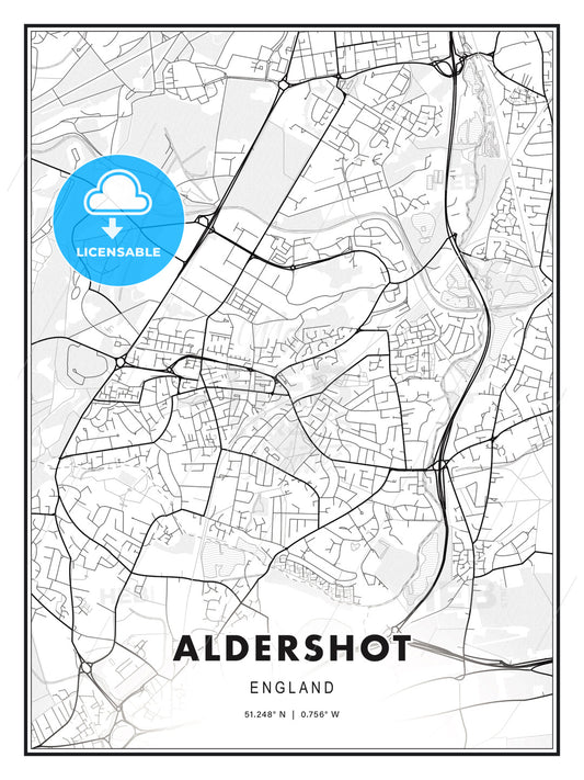 Aldershot, England, Modern Print Template in Various Formats - HEBSTREITS Sketches