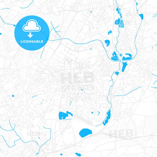 Aldershot, England PDF vector map with water in focus