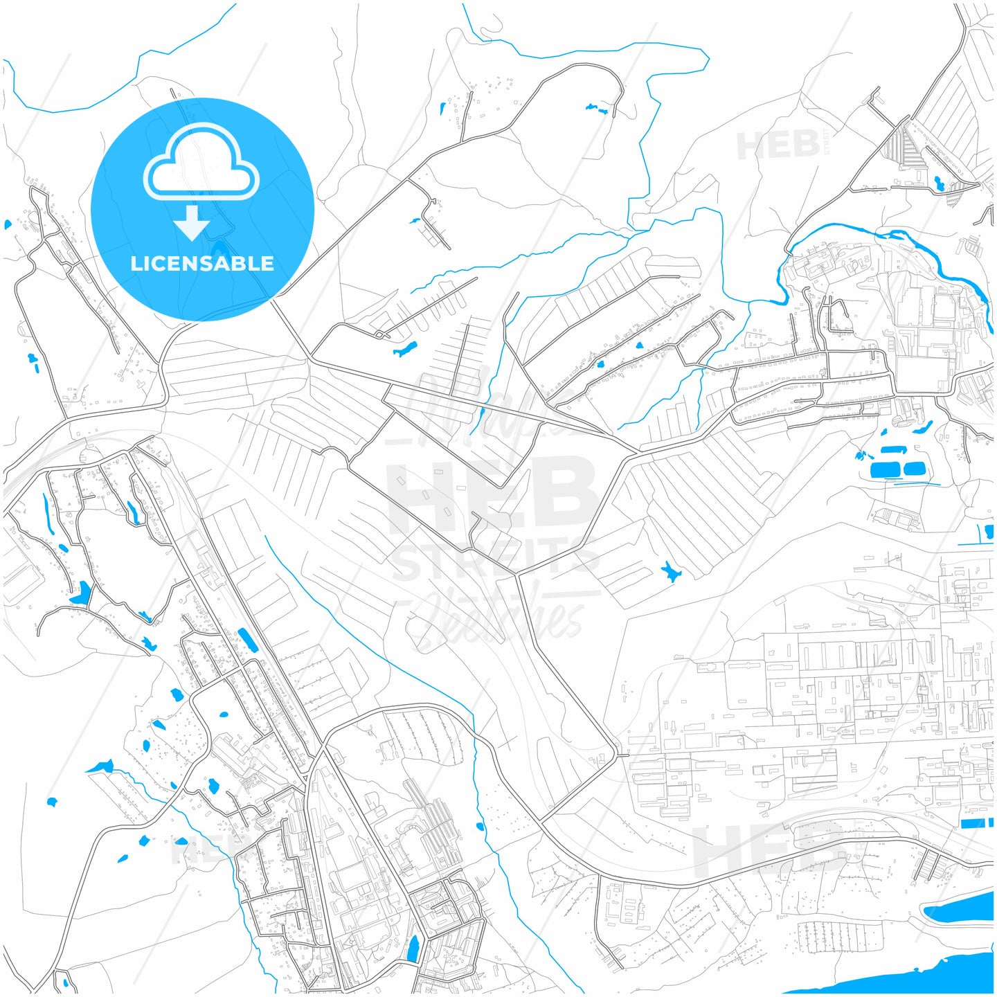 Aleksin, Tula Oblast, Russia, city map with high quality roads.