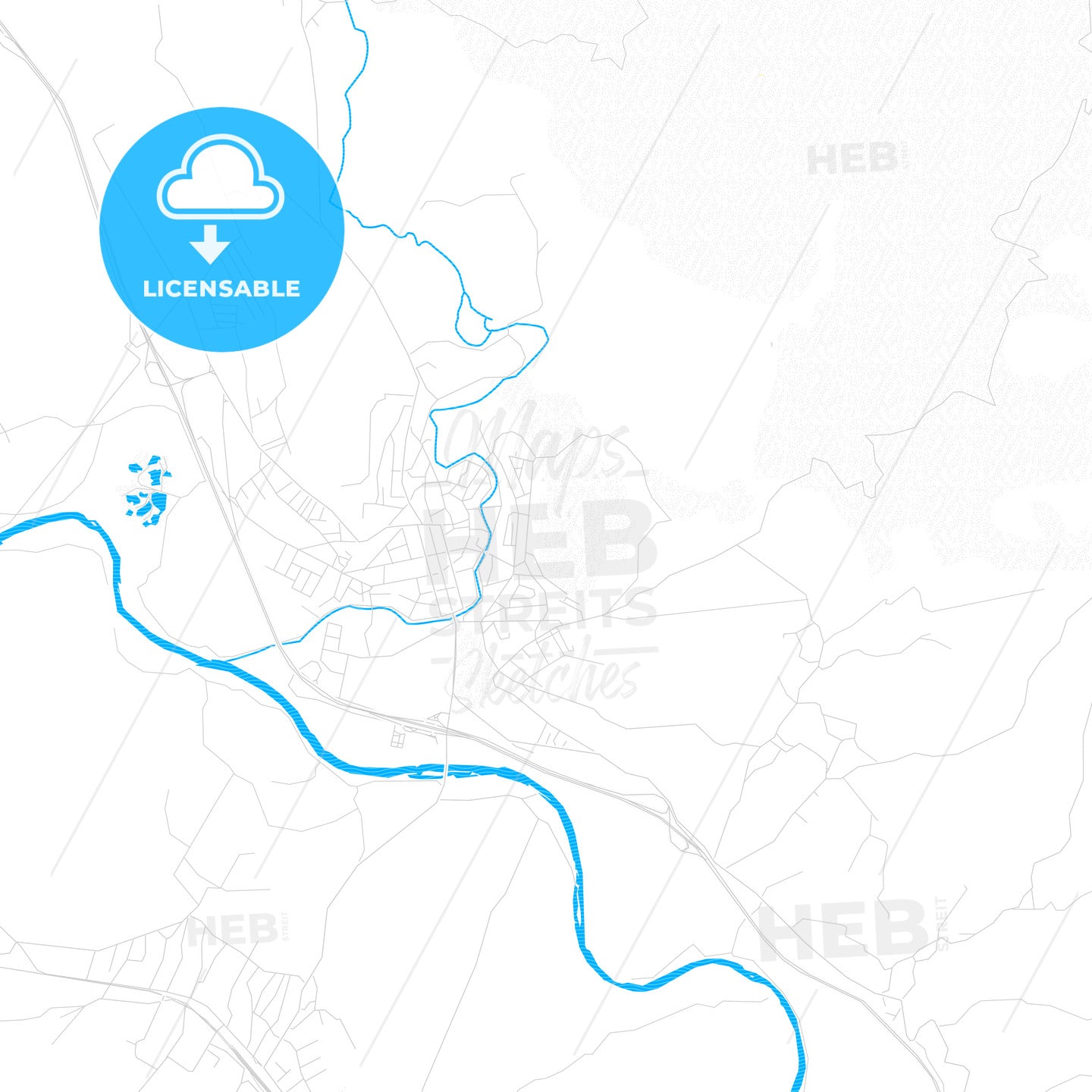 Aleksinac, Serbia PDF vector map with water in focus