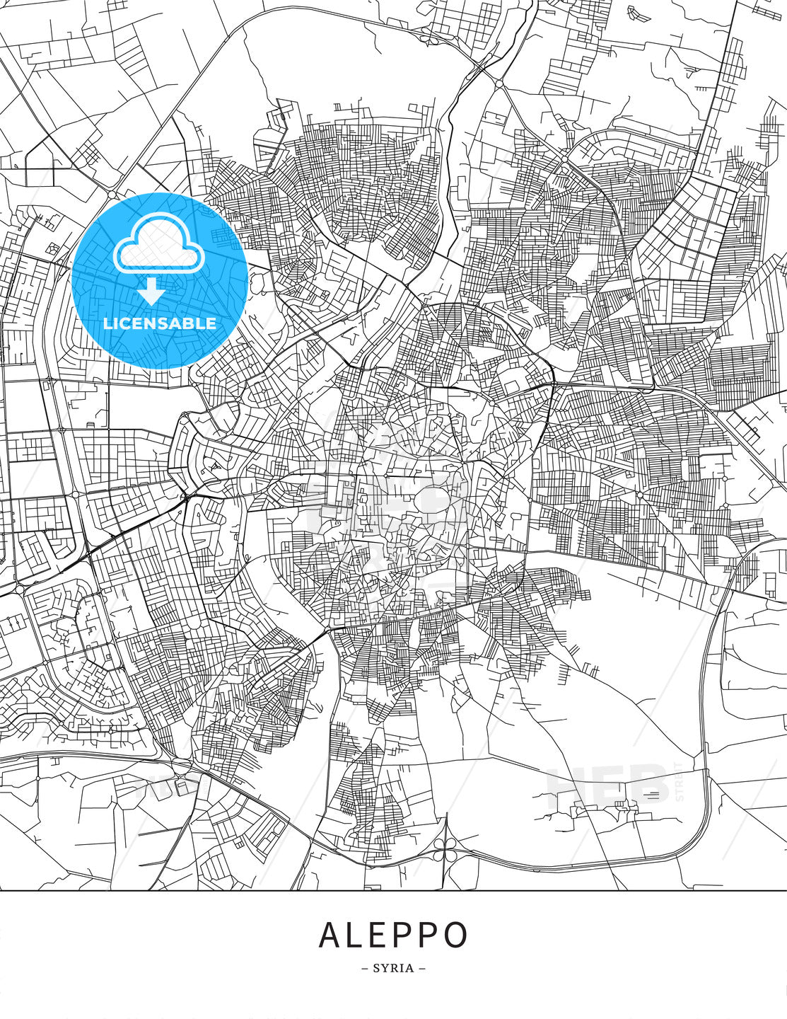 Aleppo Syria Map Poster Borderless Print Template HEBSTREITS Aleppo syria map poster borderless print template hebstreits
