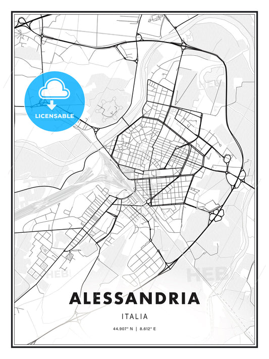 Alessandria, Italy, Modern Print Template in Various Formats - HEBSTREITS Sketches