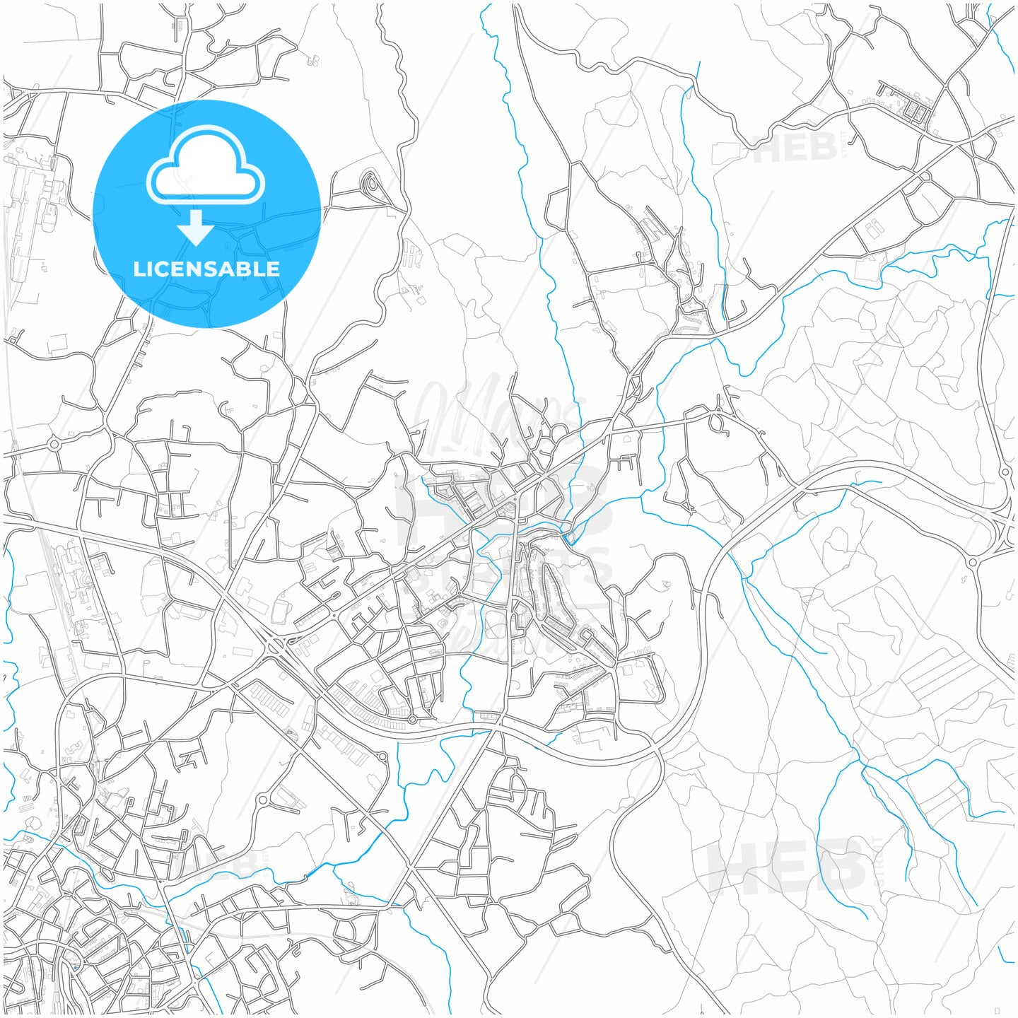 Alfena, Porto, Portugal, city map with high quality roads.